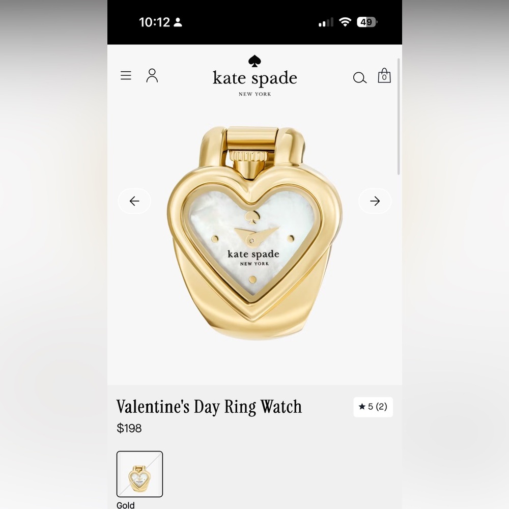 Kate Spade Gold Heart Ring Watch